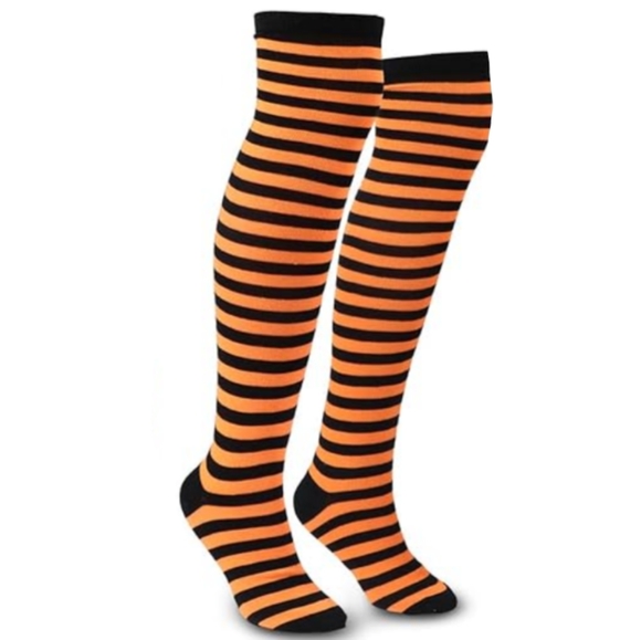 Over the Knee Striped Socks Black and Purple OTK Thigh High Tights New - Picture 14 of 16